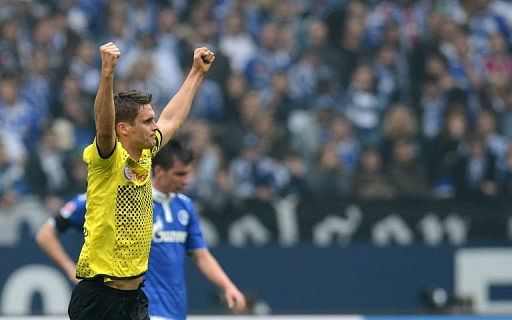 Dortmund's midfielder Sebastian Kehl celebrates after scoring