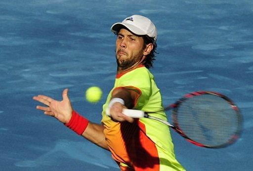 Spanish Fernando Verdasco returns a ball to Spanish Rafael Nadal Spanish Fernando Verdasco returns a ball to Spanish Rafael Nadal
