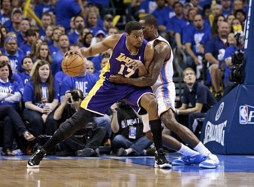 Oklahoma City led by 15 points at the half and outscored the Lakers 39-24 in the third quarter Oklahoma City led by 15 points at the half and outscored the Lakers 39-24 in the third quarter