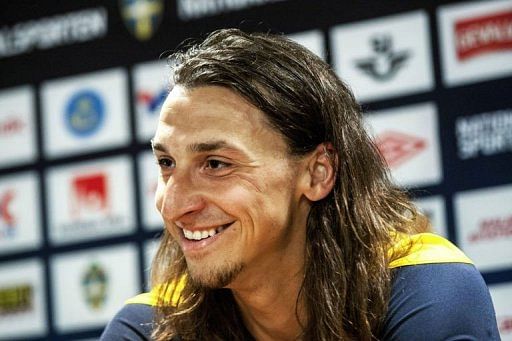 Swedish national soccer player Zlatan Ibrahimovic smiles during a press conference Swedish national soccer player Zlatan Ibrahimovic smiles during a press conference