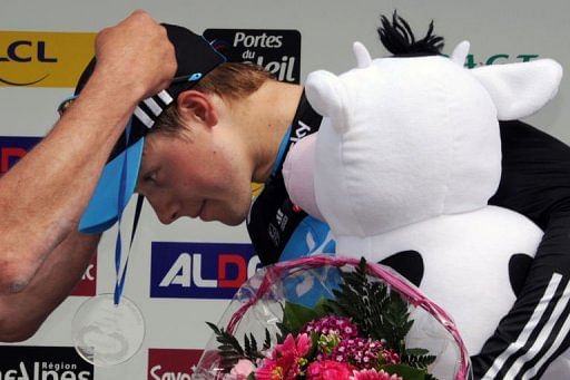 Edvald Boasson Hagen from Norway receives a medal as he celebrates on the podium Edvald Boasson Hagen from Norway receives a medal as he celebrates on the podium