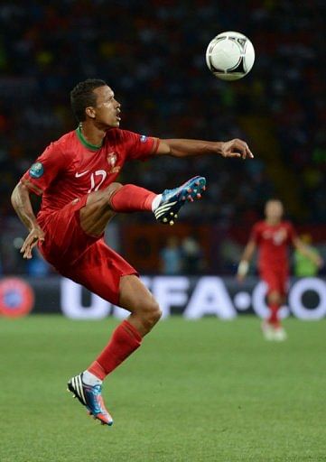 Portuguese midfielder Nani controls the ball Portuguese midfielder Nani controls the ball