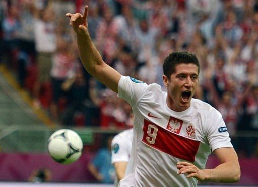 Lewandowski claimed the tournament's first goal for co-hosts Poland in their match against Greece on June 8 Lewandowski claimed the tournament's first goal for co-hosts Poland in their match against Greece on June 8