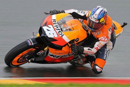 Spain´s Dani Pedrosa of Repsol Honda Team steers his bike Spain´s Dani Pedrosa of Repsol Honda Team steers his bike
