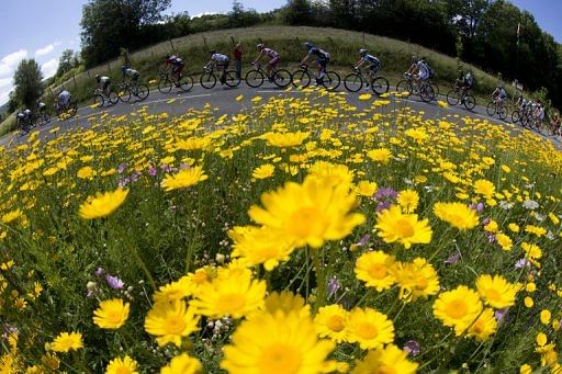 The pack rides in the tenth stage of the 2012 Tour de France The pack rides in the tenth stage of the 2012 Tour de France