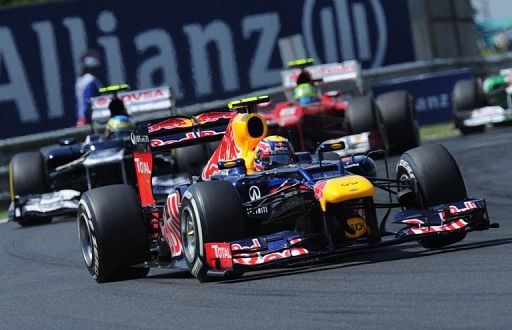 Red Bull Racing's Australian driver Mark Webber drives at the Hungarian Grand Prix on Sunday Red Bull Racing's Australian driver Mark Webber drives at the Hungarian Grand Prix on Sunday