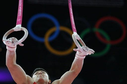 China's gymnast Chen Yibing competes on the rings China's gymnast Chen Yibing competes on the rings