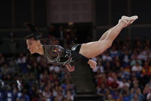 Romania's gymnast Catalina Ponor performs during the women's floor exercise