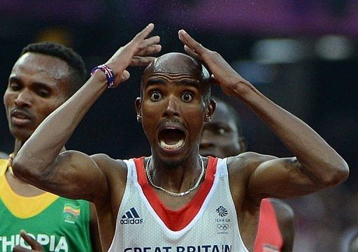 Britain's Mohamed Farah celebrates after winning the men's 5000m final Britain's Mohamed Farah celebrates after winning the men's 5000m final