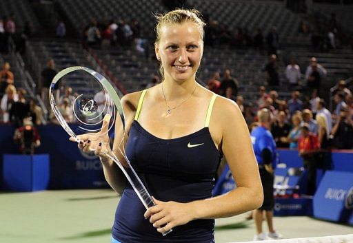 Petra Kvitova of the Czech Republic poses with the winner's trophy at the single's final of the Rogers Cup Petra Kvitova of the Czech Republic poses with the winner's trophy at the single's final of the Rogers Cup