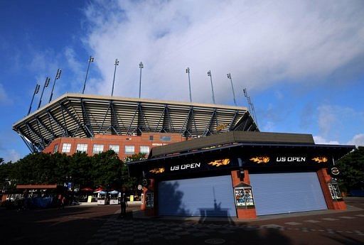 The Arthur Ashe Stadium is seen prior to the start of play on Day One of the 2012 US Open