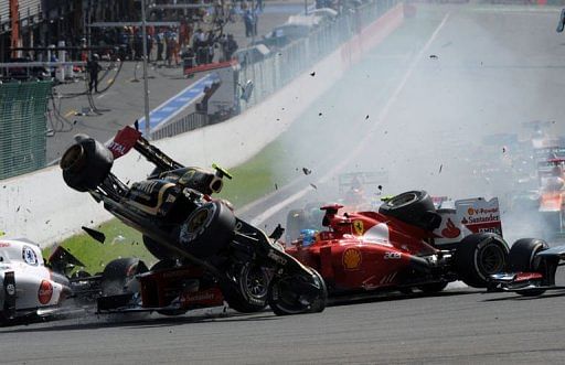 It was the seventh time in 12 races this season that Grosjean has been involved in an opening lap collision It was the seventh time in 12 races this season that Grosjean has been involved in an opening lap collision