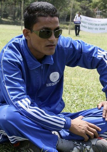 Aided by a guide runner, Bikram Bahadur Rana came fourth out of four in his T11 200m heat, clocking a time of 26.95sec Aided by a guide runner, Bikram Bahadur Rana came fourth out of four in his T11 200m heat, clocking a time of 26.95sec