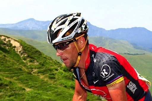 Lance Armstrong climbs the Cold d'Aubisque pass during the 2010 Tour de France Lance Armstrong climbs the Cold d'Aubisque pass during the 2010 Tour de France