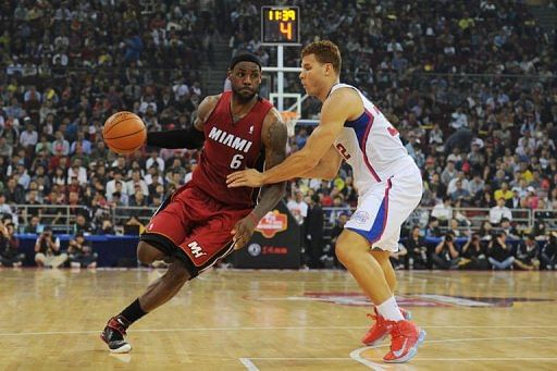 Blake Griffin (R) of the Los Angeles Clippers tries to stop LeBron James of the Miami Heat Blake Griffin (R) of the Los Angeles Clippers tries to stop LeBron James of the Miami Heat