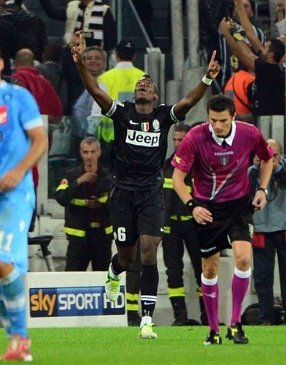 Juventus' Paul Pogba celebrates after scoring a goal Juventus' Paul Pogba celebrates after scoring a goal
