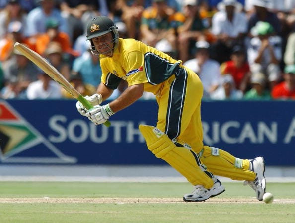 Australian Batsman Ricky Ponting nudges four more runs, during his unbeaten 140,