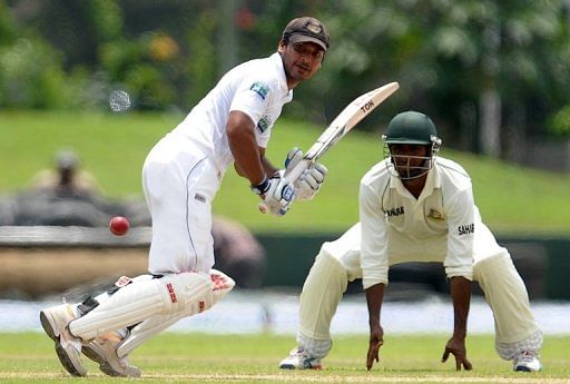 Kumar Sangakkara (left) plays a shot during a Test match against Bangladesh in Galle on March 8, 2013 Kumar Sangakkara (left) plays a shot during a Test match against Bangladesh in Galle on March 8, 2013
