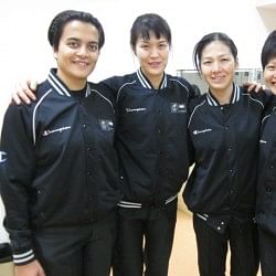 THE THIRD TEAM OF A BASKETBALL GAME: Snehal with co-referees from Korea, Chinese Taipei and Singapore at the Youth Asian Championships, China, 2011.