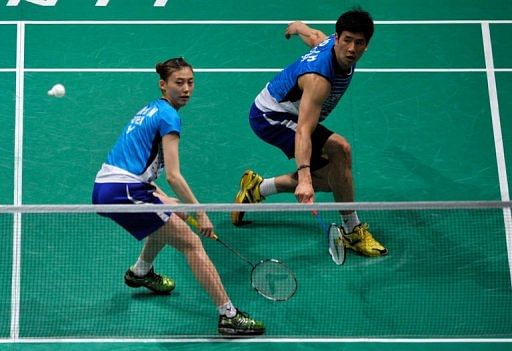 Ko Sung Hyun (right) of South Korea hits a return during the mixed doubles semi-final in Kuala Lumpur on May 25, 2013 Ko Sung Hyun (right) of South Korea hits a return during the mixed doubles semi-final in Kuala Lumpur on May 25, 2013