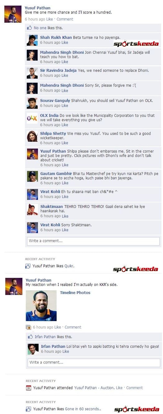 FB Wall: Yusuf Pathan needs a break!