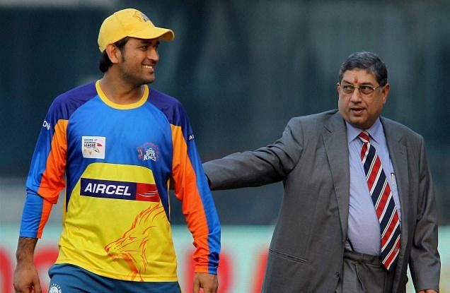 MS Dhoni meets former BCCI Chief N Srinivasan