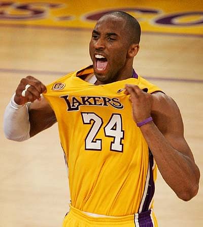 Kobe Bryant with a two four on his shirt Kobe Bryant with a two four on his shirt