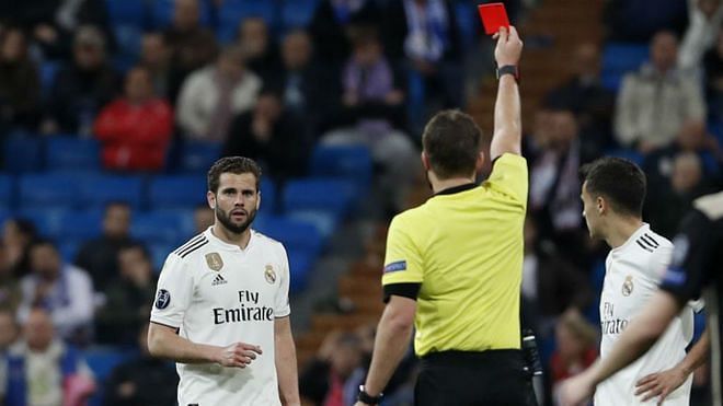 Nacho's night went from bad to worse after a late sending off for needless foul