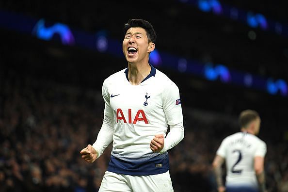 Son celebrates his second goal in two games with a smart finish to gift Spurs a slender UCL advantage