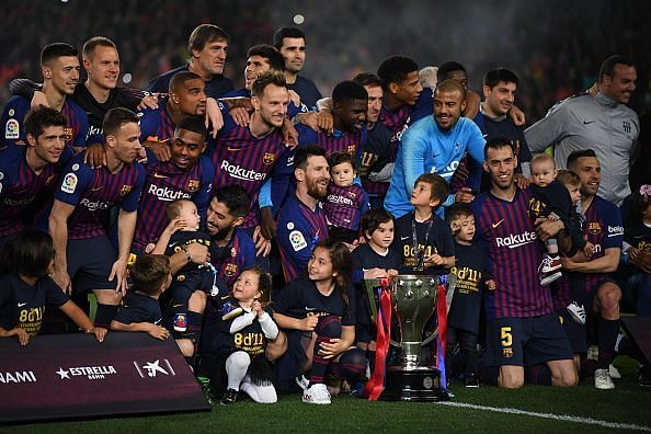 Messi's second-half strike saw Barcelona lift their second successive La Liga title on Saturday