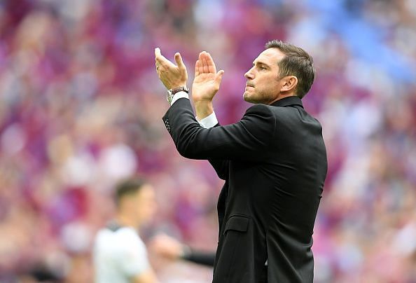 Lampard applauds the Derby faithful after their frustrating playoff final defeat by Aston Villa at Wembley