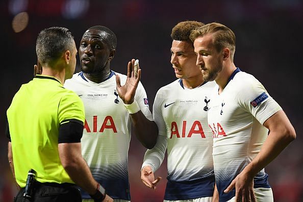 Sissoko remonstrates with the referee during a frustrating evening for Tottenham