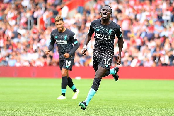 Mane celebrating his strike against his former side last weekend during a hard-fought win