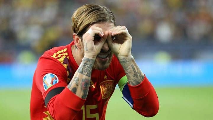 Ramos celebrates his composed penalty strike during a game which could've gone either way late on