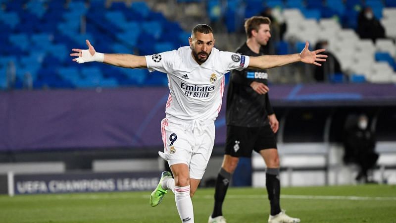 Benzema propelled Real into the knockout stages with a first-half brace on another landmark appearance