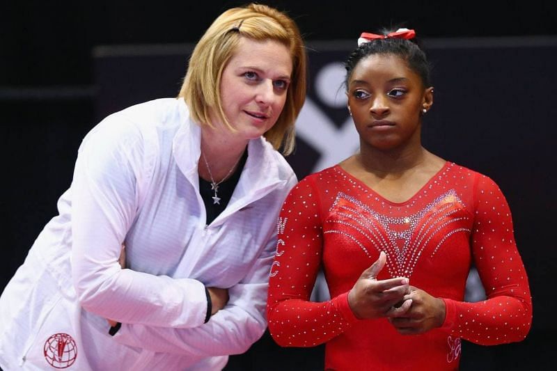 Simon captured with coach Aimee Boorman at the 2016 Rio Olympics