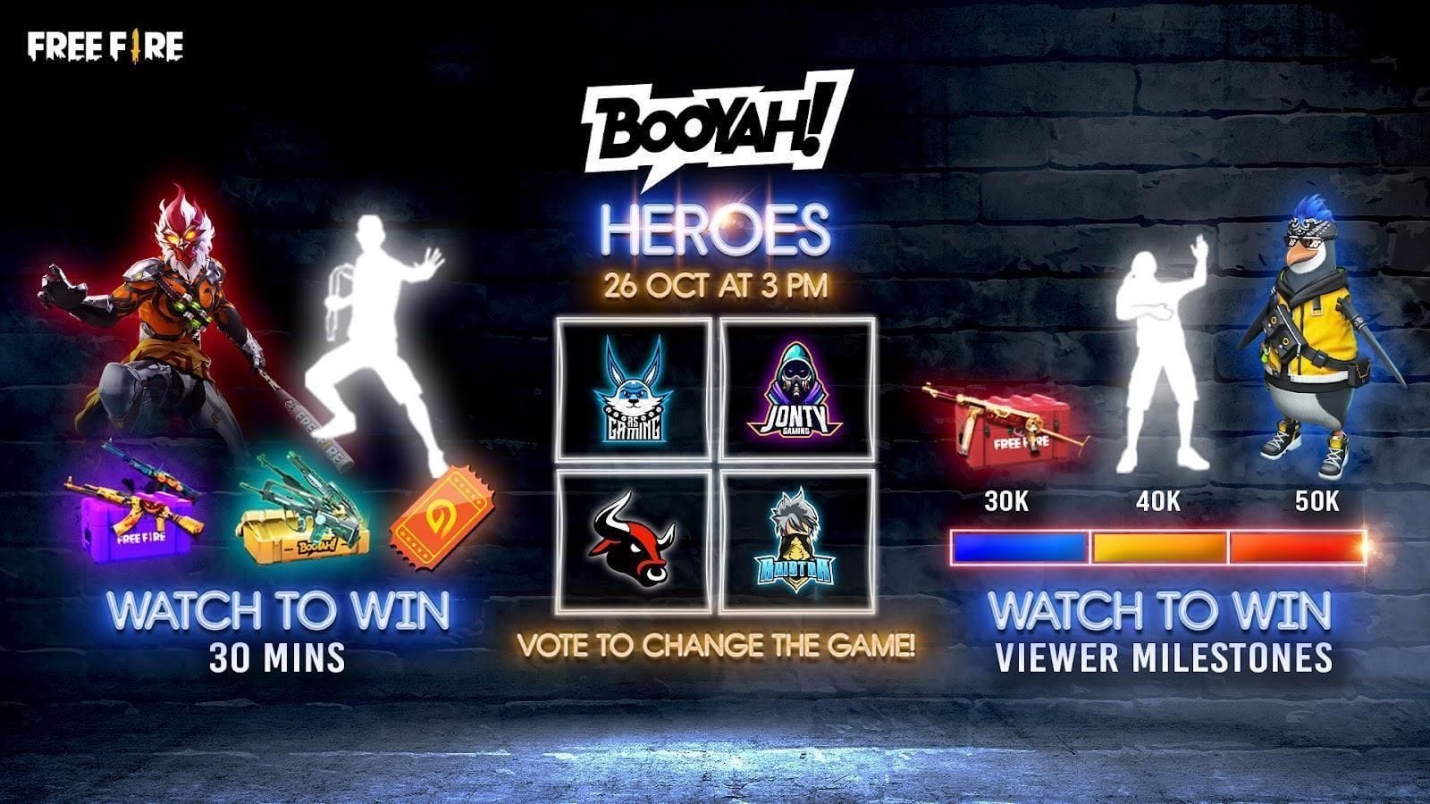 Garena Announces Booyah Heroes Featuring Celebrity Free Fire Gamers Rai Star As Gaming A S Army Jonty Gaming And Lokesh Gamer With A New Event Feature