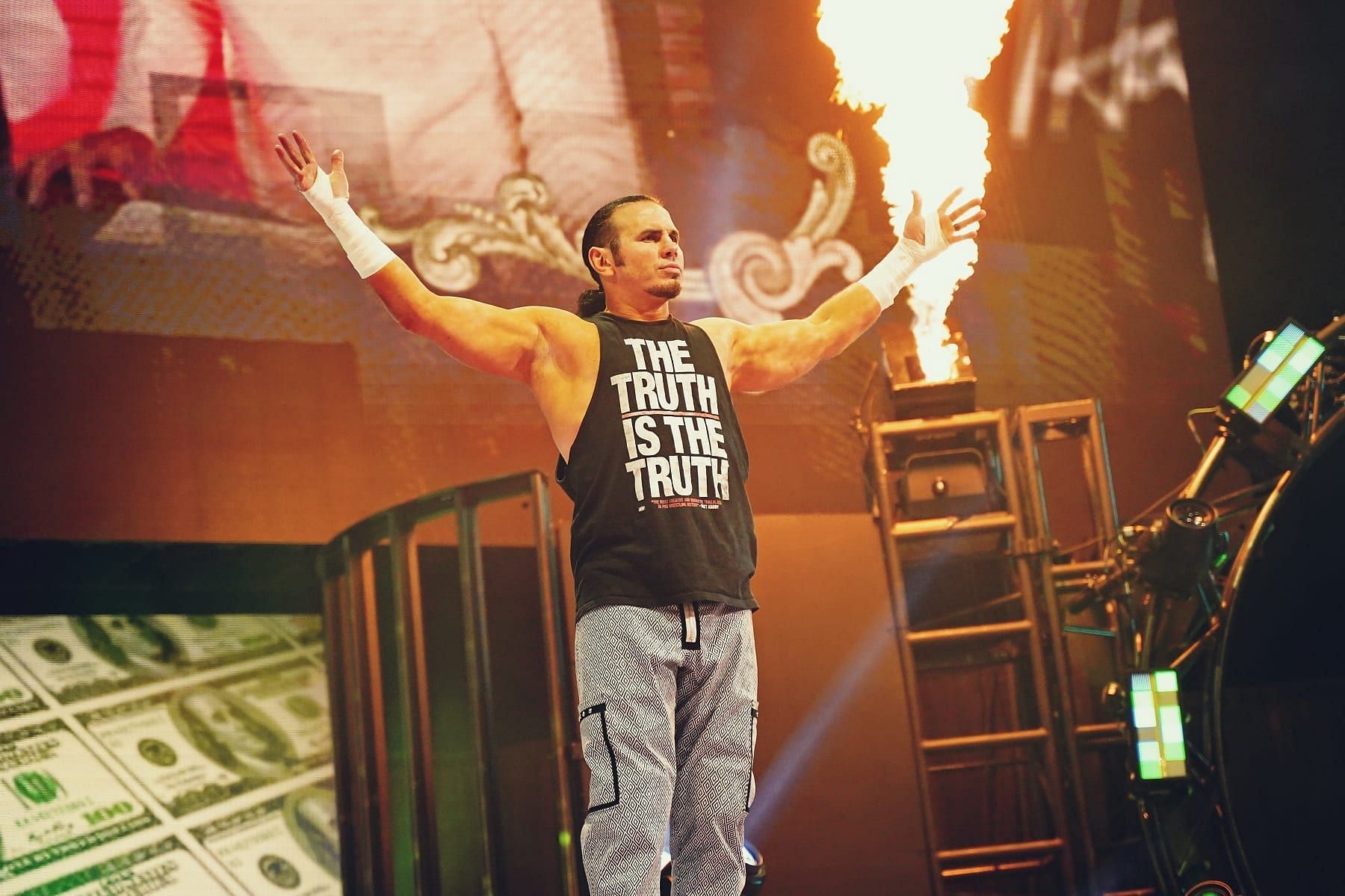 Matt Hardy making his entrance at an AEW show.