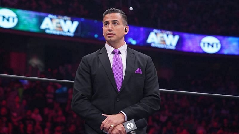When was AEW ring announcer Justin Roberts released by WWE?