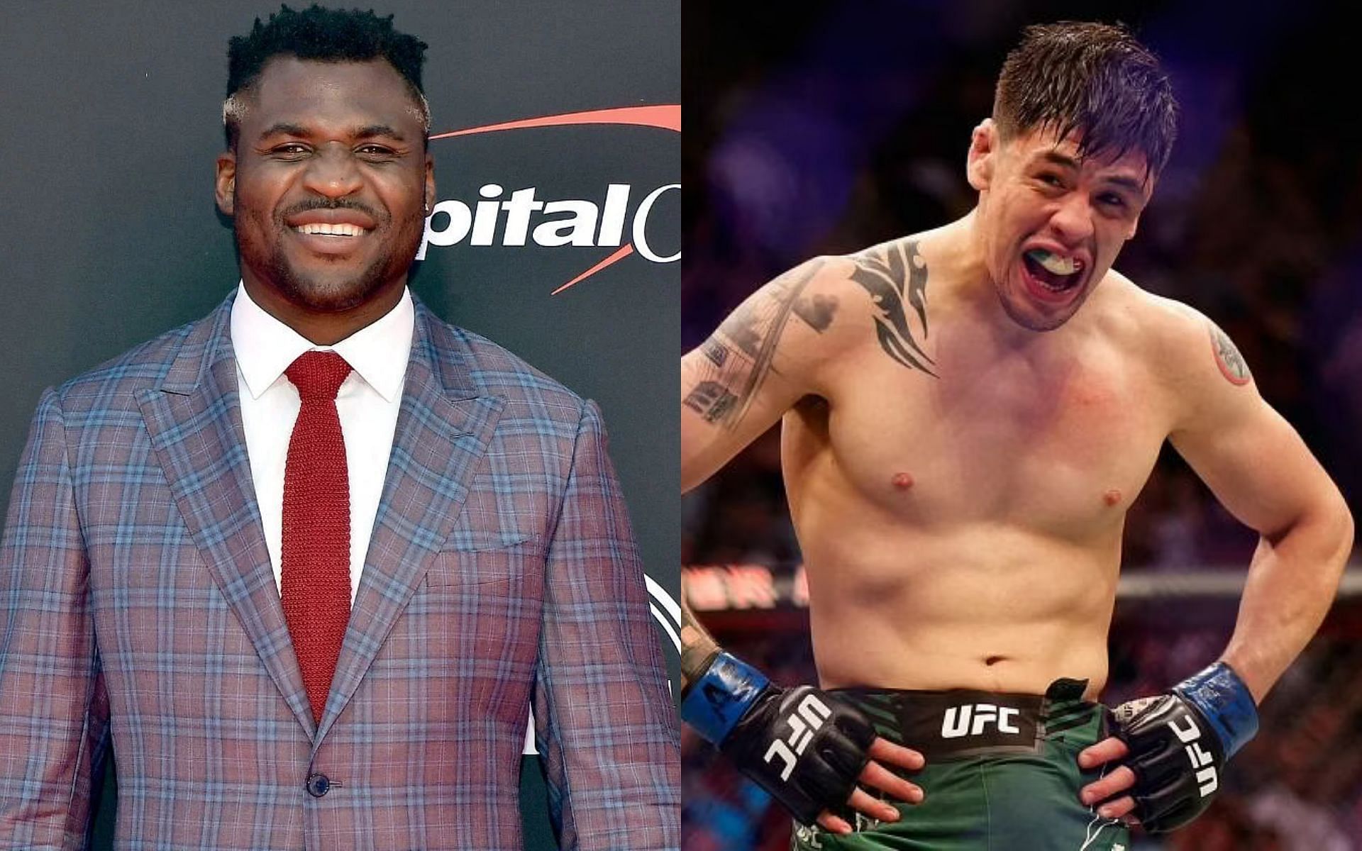 Watch: Francis Ngannou hilariously offers to be Brandon Moreno's bodyguard ahead of UFC 270 press conference