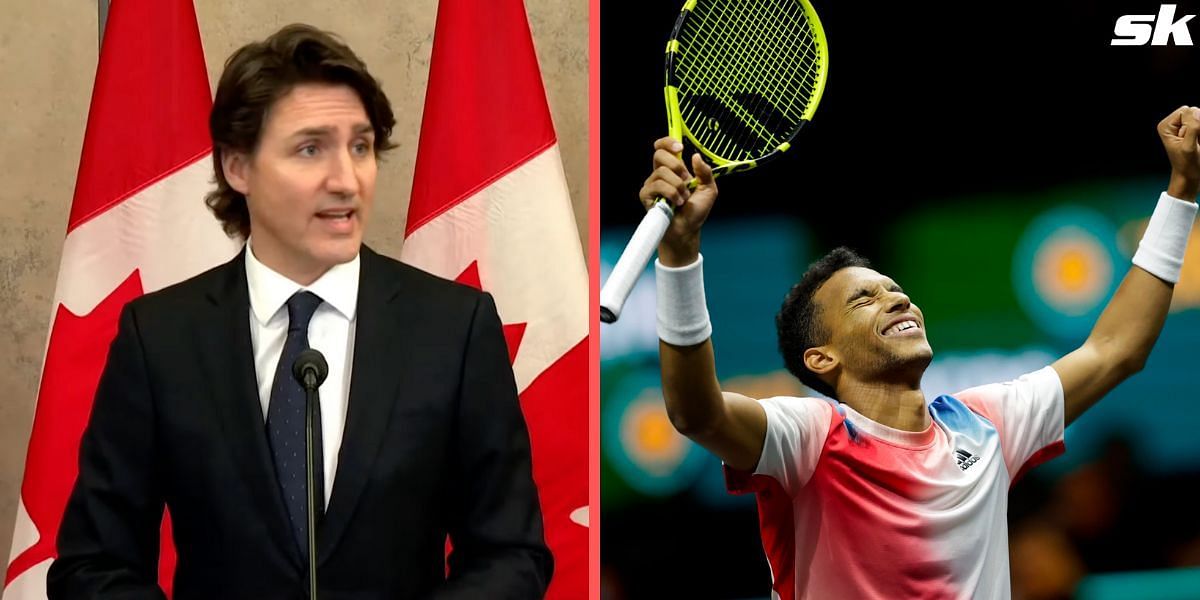 Canadian Prime Minister Justin Trudeau congratulates Felix Auger-Aliassime after his triumph at the Rotterdam Open