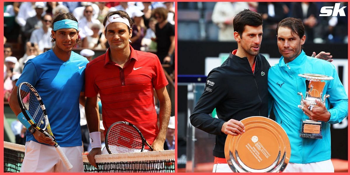 3 times Rafael Nadal beat Roger Federer and Novak Djokovic 6-0 in a set
