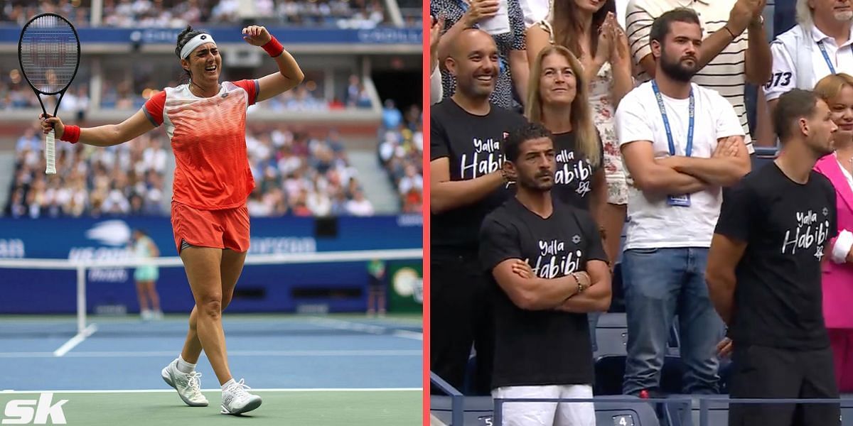 What does 'Yalla Habibi' mean? Find the meaning of the phrase written on the shirts of the people in Ons Jabeur's box during US Open 2022 final