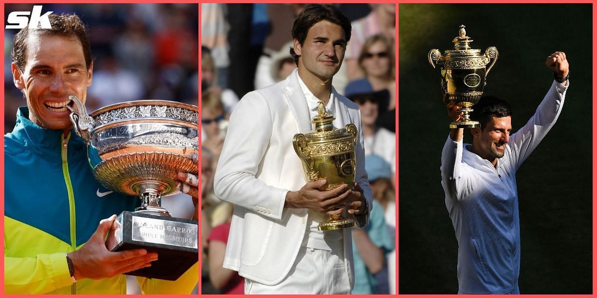 Where do Rafael Nadal, Roger Federer and Novak Djokovic stand in most consecutive seasons winning Grand Slams in the Open Era?