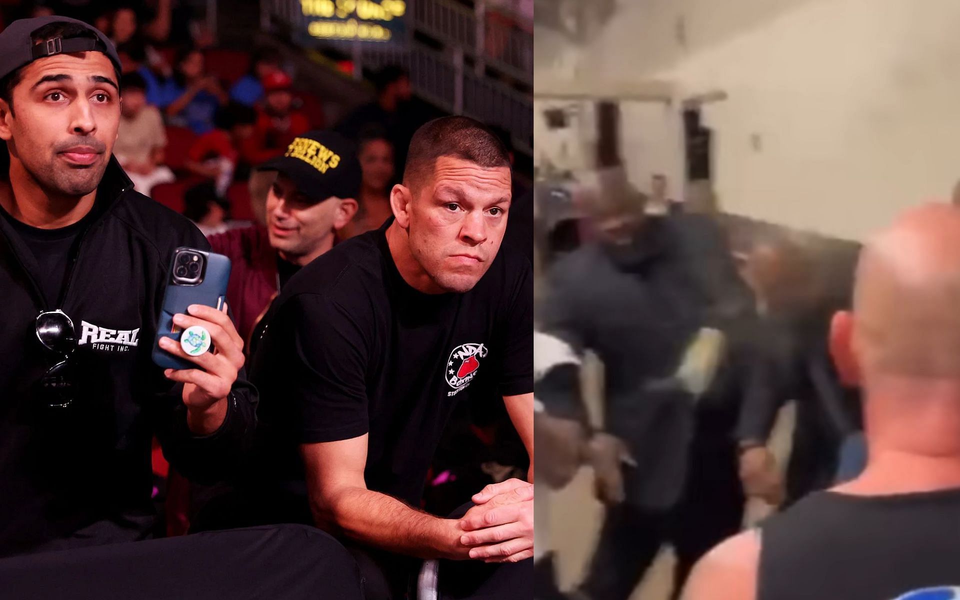 VIDEO: New close-up angle of Nate Diaz’s team throwing a drink at a bodyguard during Jake Paul vs. Anderson Silva backstage brawl