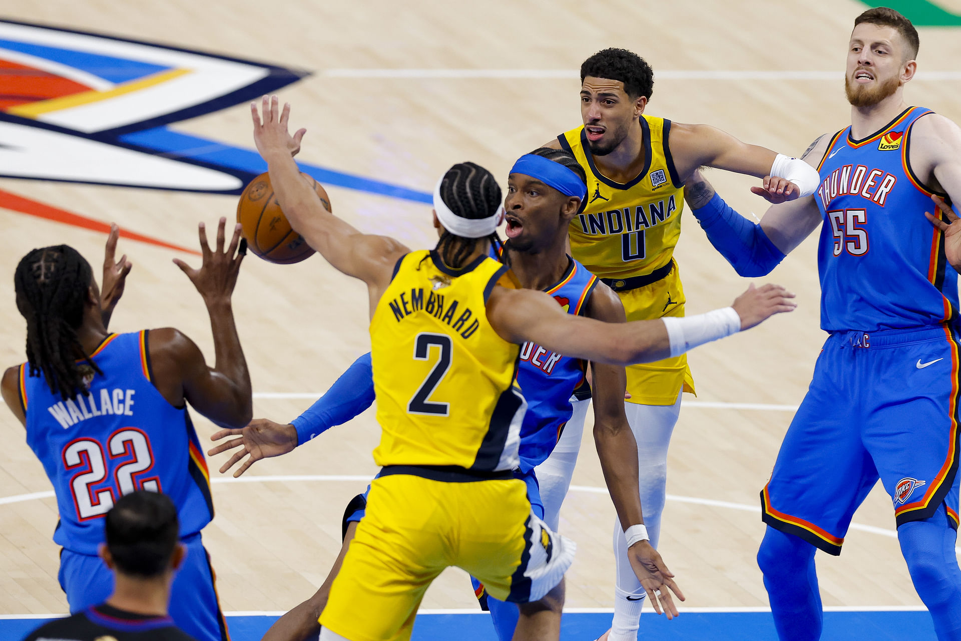 "Adam Silver told Grok to add it" - NBA fans erupt as digital Finals trophies appear on court during Pacers vs Thunder Game 2