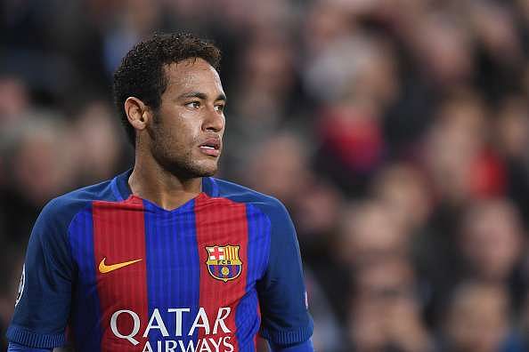 BARCELONA, SPAIN - MARCH 08: Neymar of Barcelona looks on during the UEFA Champions League Round of 16 second leg match between FC Barcelona and Paris Saint-Germain at Camp Nou on March 8, 2017 in Barcelona, Spain.  (Photo by Michael Regan/Getty Images)