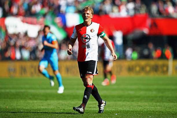 ROTTERDAM NETHERLANDS - MAY 14  Captain Dirk Kuyt of Feyenoord Rotterdam looks on during the Dutch Eredivisie match between Feyenoord Rotterdam and SC Heracles Almelo held at De Kuip or Stadion Feijenoord on May 14 2017 in Rotterdam Netherlands  Photo by Dean MouhtaropoulosGetty Images