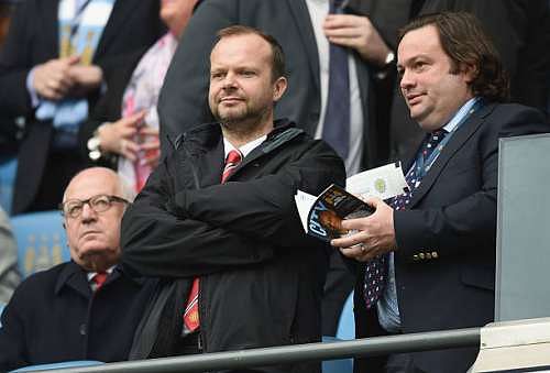 MANCHESTER, ENGLAND - MARCH 20:  Ed Woodward executive vice-chairman of Manchester United (L) looks on prior to the Barclays Premier League match between Manchester City and Manchester United at Etihad Stadium on March 20, 2016 in Manchester, United Kingdom.  (Photo by Michael Regan/Getty Images)