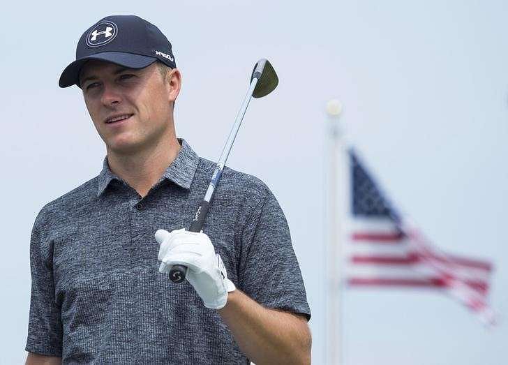 August 6, 2017; Akron, OH, USA; Jordan Spieth on the driving range during the final round of the WGC - Bridgestone Invitational golf tournament at Firestone Country Club - South Course. Mandatory Credit: Kyle Terada-USA TODAY Sports